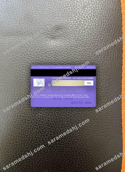 Indonesia Bank Rakyat Indonesia (BRI) visa classic card photolook back